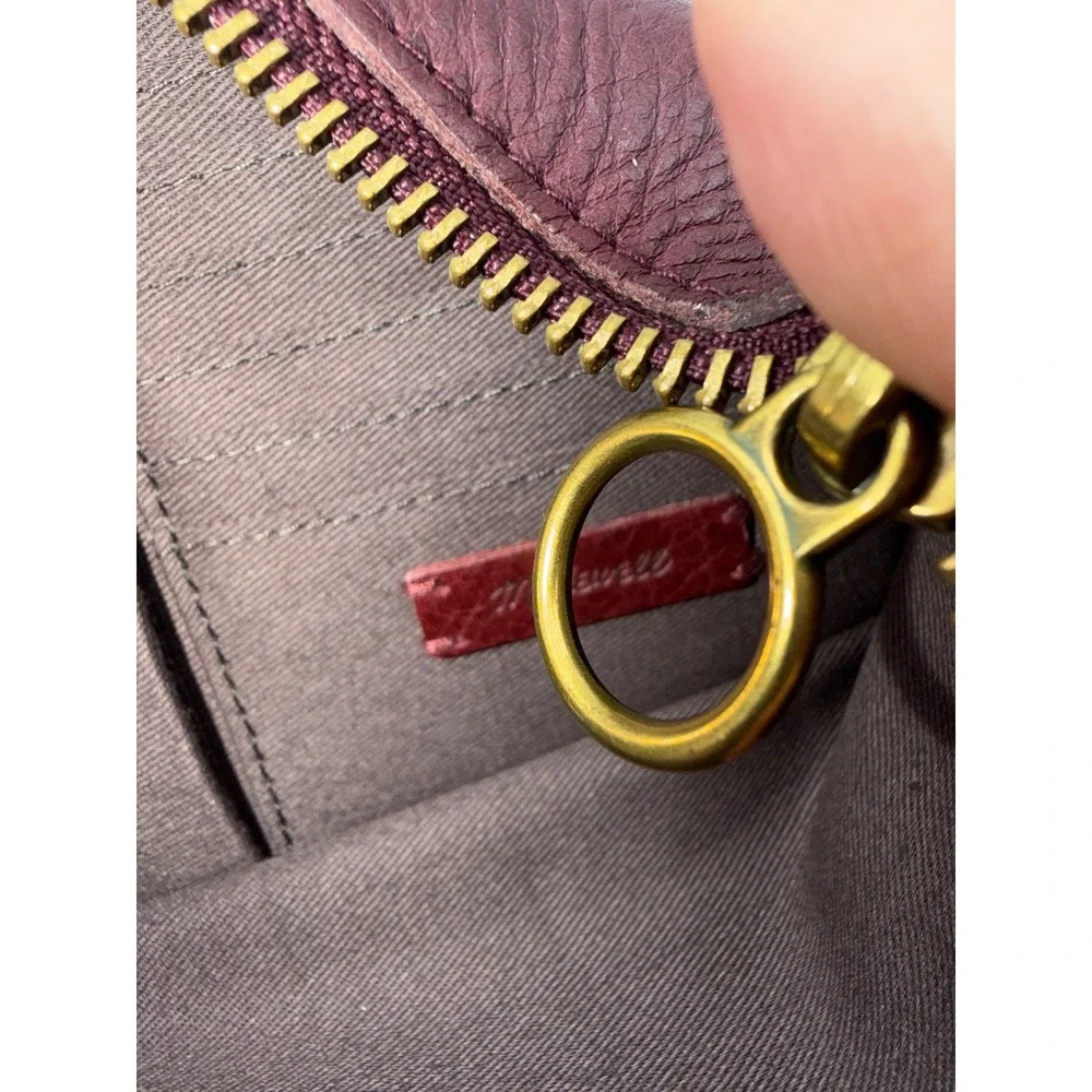 Madewell Burgundy Leather Star Pouch Zip Clutch Bag Gold Foil Celestial
